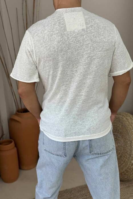 KËMISHË E THJESHTË PËR MESHKUJ ME DETAJIN E BUTONAVE NË NGJYRËN E BARDHË - 3