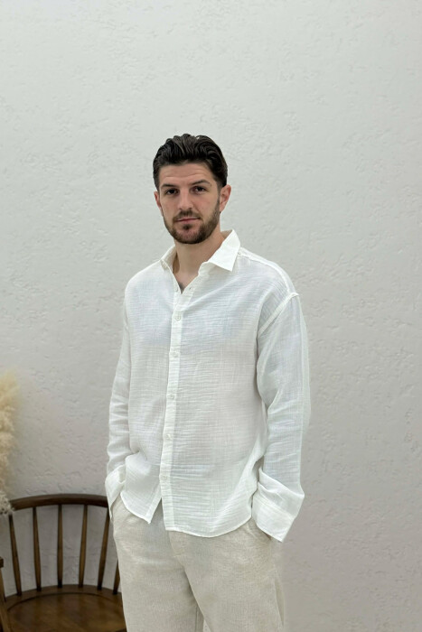 KEMISHE E THJESHTE PER MESHKUJ NE NGJYRE TE BARDHE - KLAUDIO FASHION