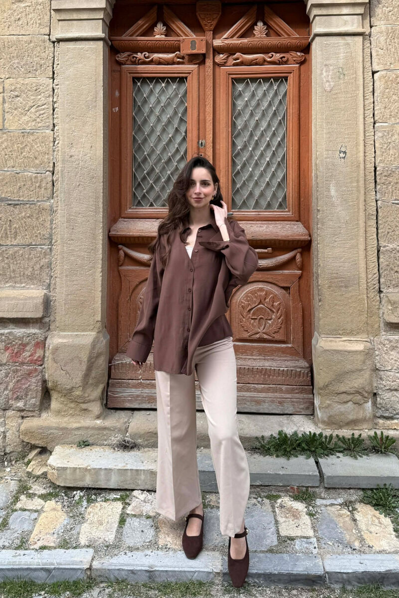 KEMISHE ME DETAJE LIDHESESH PER FEMRA NE NGJYRE KAFE - 3