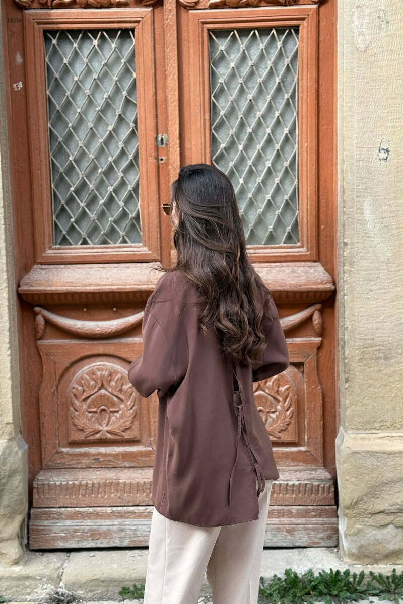 KEMISHE ME DETAJE LIDHESESH PER FEMRA NE NGJYRE KAFE - 4