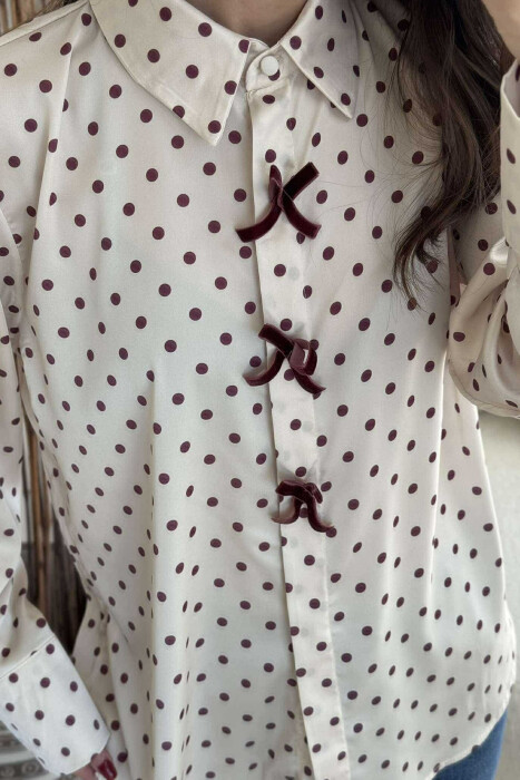 KËMISHË ME DETAJIN E FJONGOVE PËR FEMRA NË NGJYRËN KREM - 4