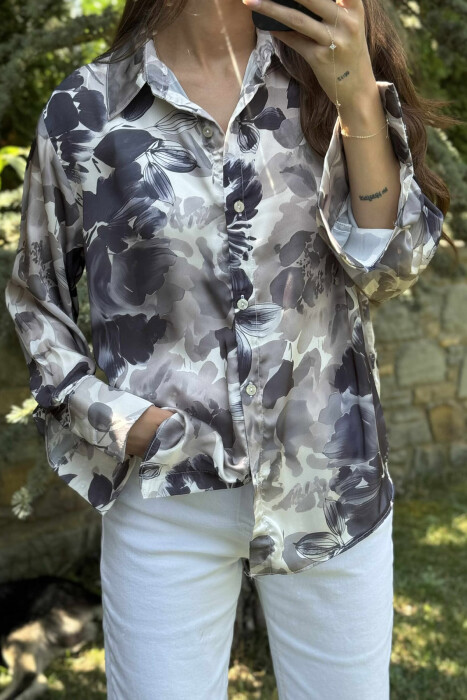 KËMISHË ME DIZAJN LULESH PËR FEMRA NË NGJYRËN GRI - 5