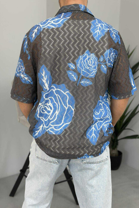 KËMISHË ME DIZAJN PËR MESHKUJ NË NGJYRËN GRI+BLU - 3