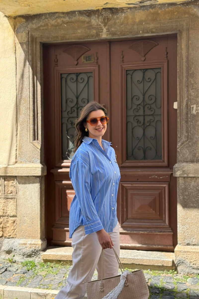 KEMISHE ME DIZJAN VIJASH PER FEMRA NE NGJYRE BLU TE ZBARDHUR - 5