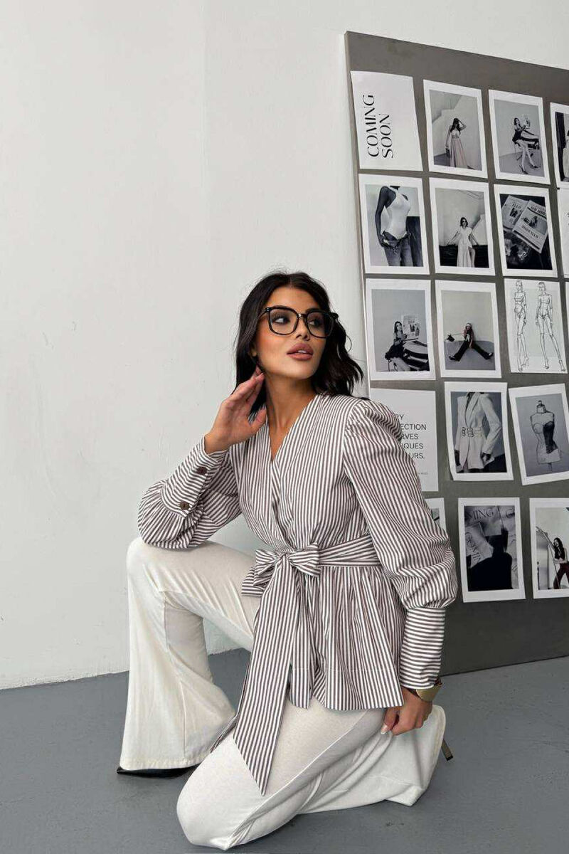 KËMISHE ME JAKE V ME LIDHESE DHE VIJA PËR FEMRA NË NGJYRË KAFE - 2