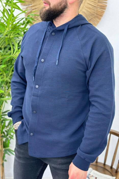 KËMISHË ME KAPUÇ PËR MESHKUJ NË NGJYRËN BLU - 2