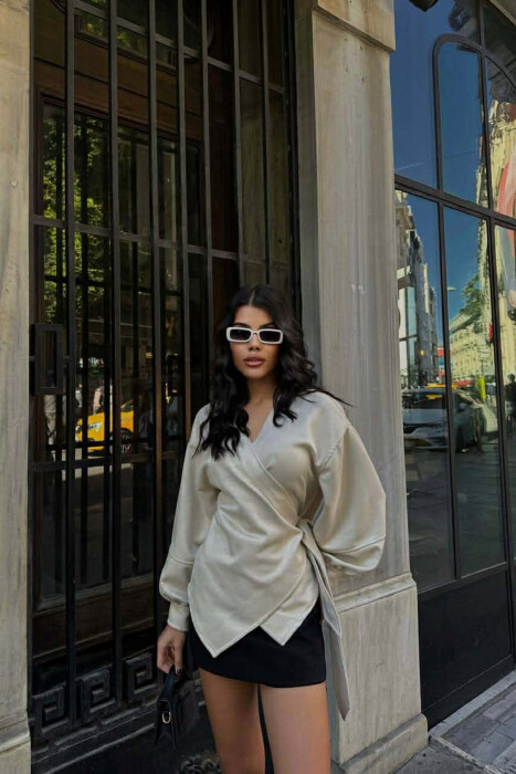 KEMISHE NJE NGJYRESHE ME DETAJIN E LIDHSEVE PER FEMRA NE NGJYRE BEZHE - 4