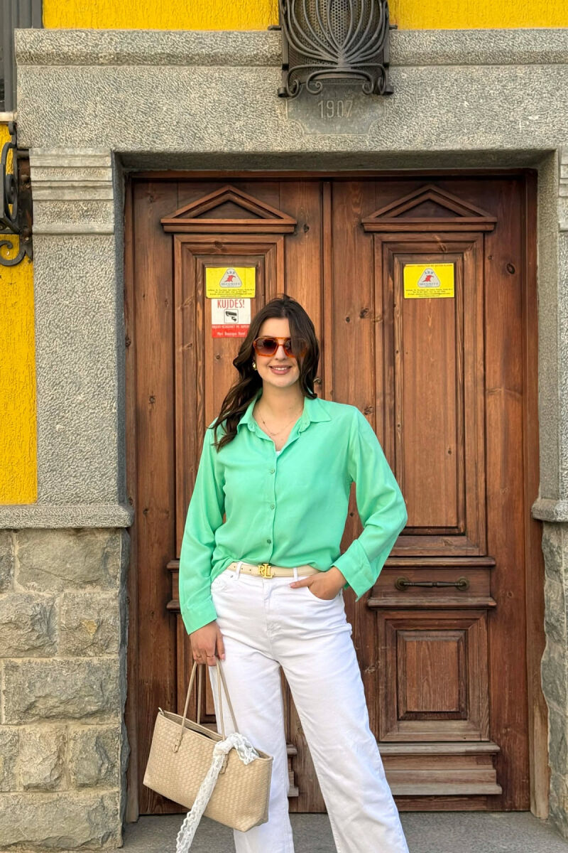 ONE COLOR SIMPLE WOMAN SHIRT MINT/MENTE - 1