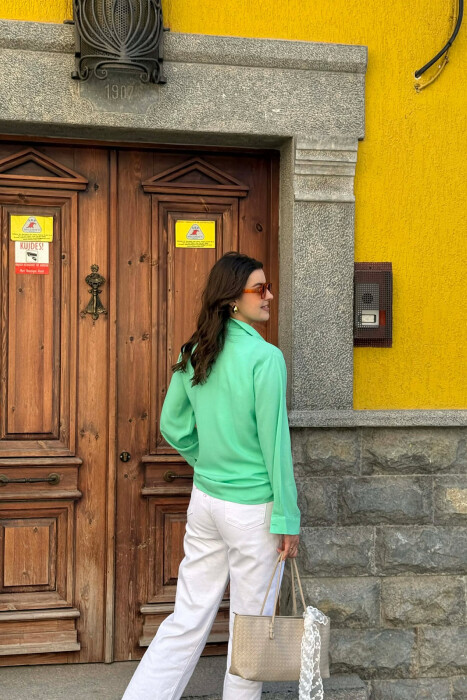 ONE COLOR SIMPLE WOMAN SHIRT MINT/MENTE - 3