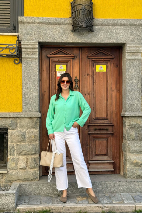 ONE COLOR SIMPLE WOMAN SHIRT MINT/MENTE - 4