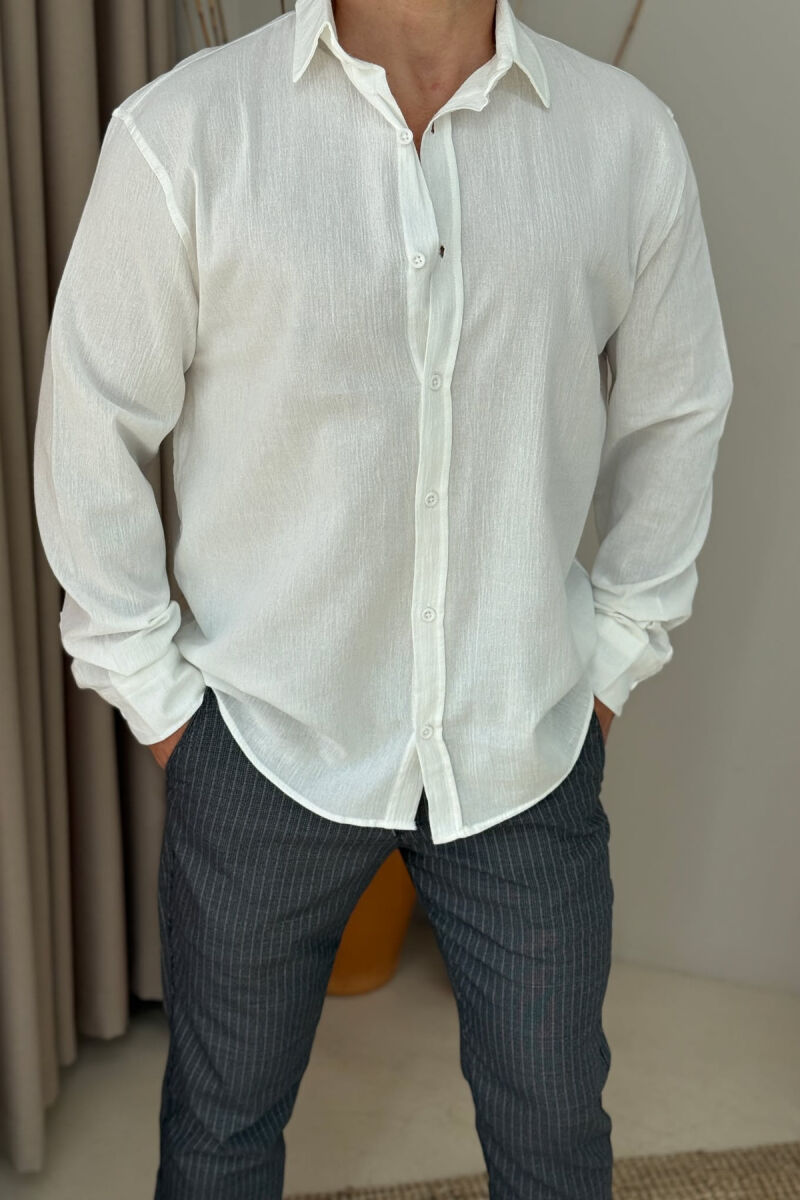 KËMISHË NJË NGJYRËSHE E THJESHTË PËR MESHKUJ NË NGJYRËN E BARDHË - 2