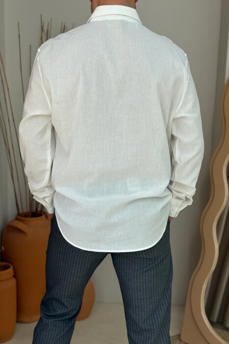 KËMISHË NJË NGJYRËSHE E THJESHTË PËR MESHKUJ NË NGJYRËN E BARDHË - 4