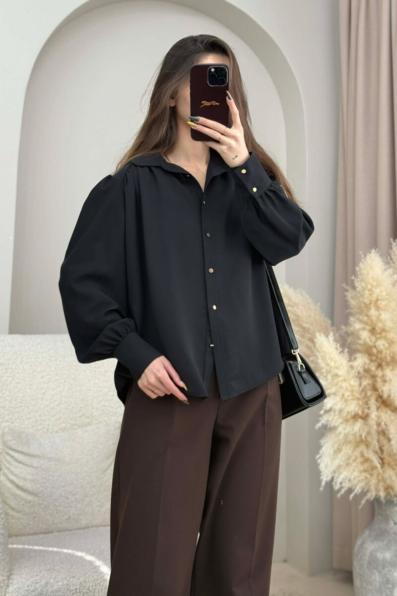 KEMISHE NJE NGJYRESHE ME BUTONA GOLD PER FEMRA NE NGJYRE TE ZEZE - 2