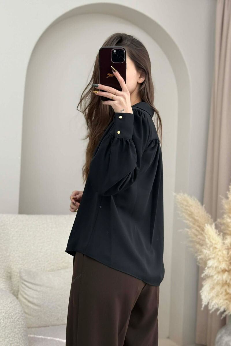 KEMISHE NJE NGJYRESHE ME BUTONA GOLD PER FEMRA NE NGJYRE TE ZEZE - 3