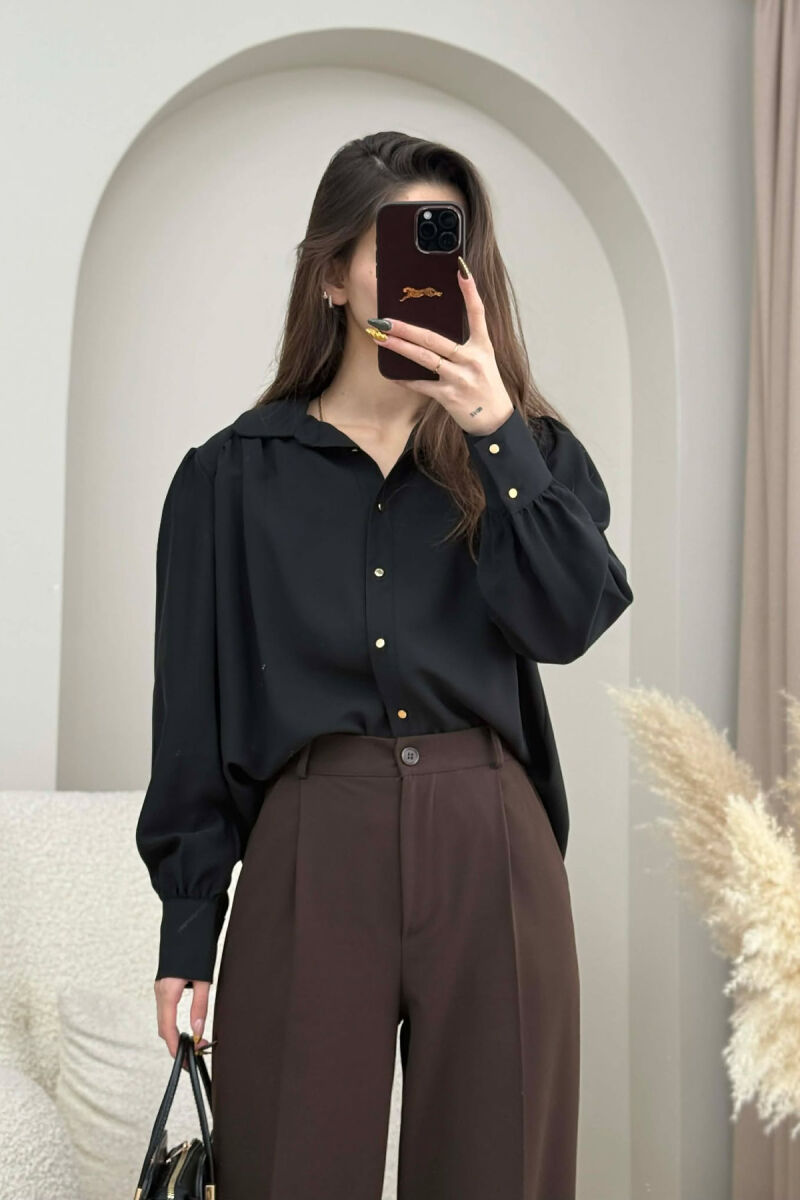 KEMISHE NJE NGJYRESHE ME BUTONA GOLD PER FEMRA NE NGJYRE TE ZEZE - 4