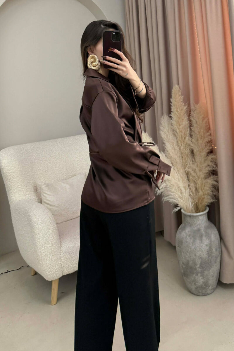 KËMISHË NJË NGJYRËSHE ME LIDHËSE PËR FEMRA NË NGJYRË KAFE - 3