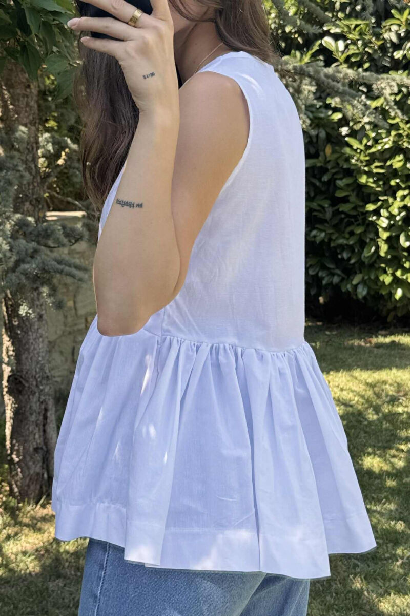 KËMISHE NJË NGJYRËSHE ME DETAJIN E LIDHSES PËR FEMRA NË NGJYRËN E BARDHË - 5