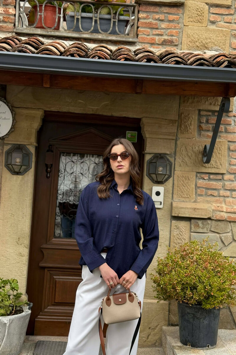 KEMISHE NJE NGJYRESHE ME LOGO PER FEMRA NE NGJYRE BLU - 1