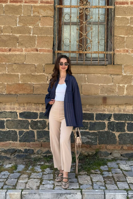 KEMISHE NJE NGJYRESHE ME XHEP NE PJESEN PARA PER FEMRA NE NGJYRE BLU - 2