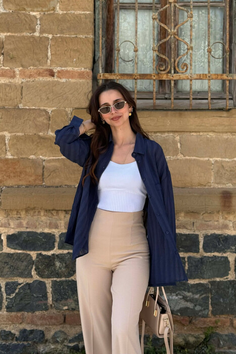 KEMISHE NJE NGJYRESHE ME XHEP NE PJESEN PARA PER FEMRA NE NGJYRE BLU - 3