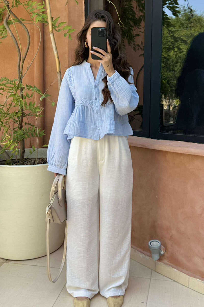 KËMISHË NJË NGJYRËSHE PËR FEMRA NË NGJYRËN BABY BLUE - 1