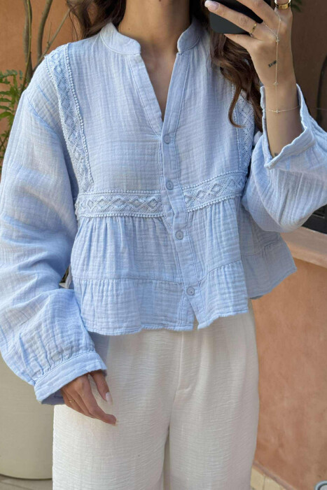 KËMISHË NJË NGJYRËSHE PËR FEMRA NË NGJYRËN BABY BLUE - 2