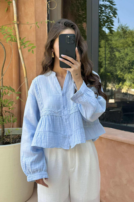 KËMISHË NJË NGJYRËSHE PËR FEMRA NË NGJYRËN BABY BLUE - 4