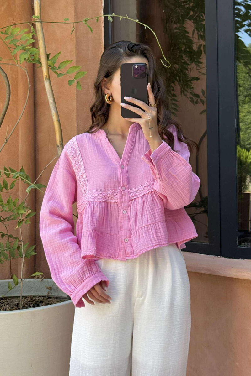 KËMISHË NJË NGJYRËSHE PËR FEMRA NË NGJYRËN BABY PINK - 2