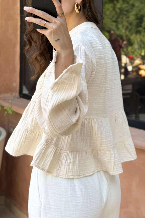 KËMISHË NJË NGJYRËSHE PËR FEMRA NË NGJYRËN KREM - 2