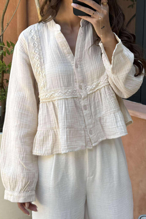 KËMISHË NJË NGJYRËSHE PËR FEMRA NË NGJYRËN KREM - 3