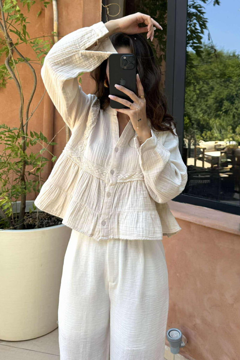 KËMISHË NJË NGJYRËSHE PËR FEMRA NË NGJYRËN KREM - 4