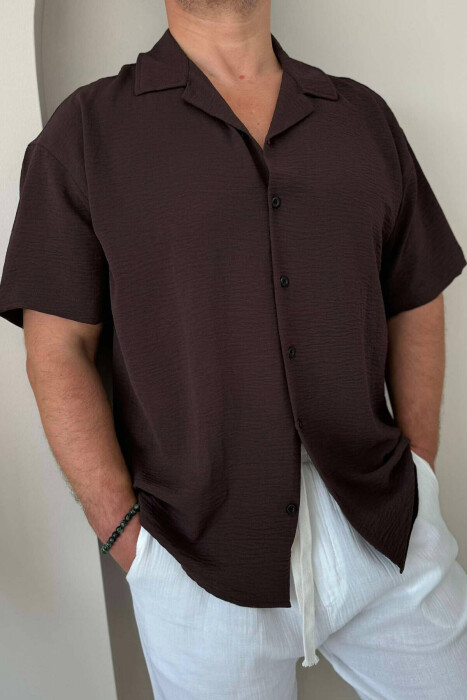 KËMISHË NJË NGJYRËSHE PËR MESHKUJ NË NGJYRË KAFE - 2