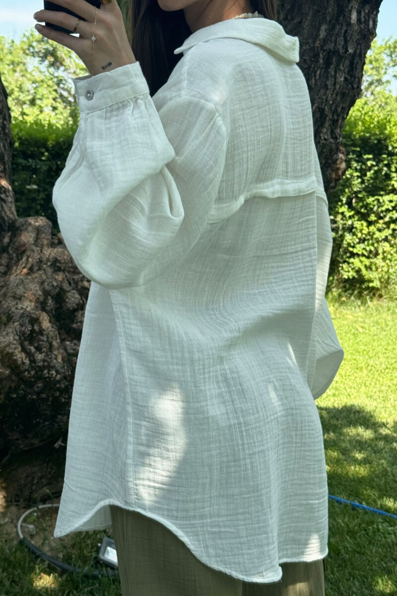 KËMISHE NJË NGJYRËSHE E THJESHTË PËR FEMRA NË NGJYRËN E BARDHË - 5