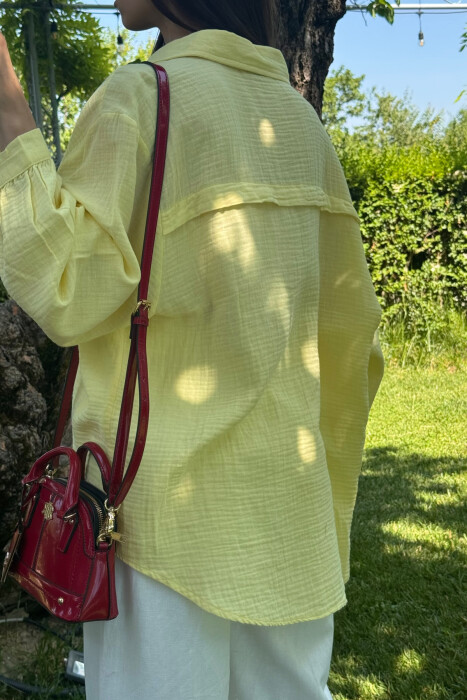 KËMISHE NJË NGJYRËSHE E THJESHTË PËR FEMRA NË NGJYRËN E VERDHË - 4