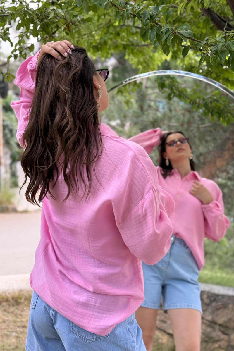 KËMISHE NJË NGJYRËSHE E THJESHTË PËR FEMRA NË NGJYRËN ROZË - 3