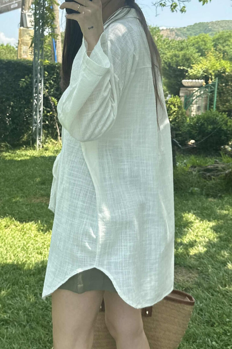 KËMISHE NJË NGJYRËSHE ME DETAJIN E LIDHSES PËR FEMRA NË NGJYRËN E BARDHË - 3