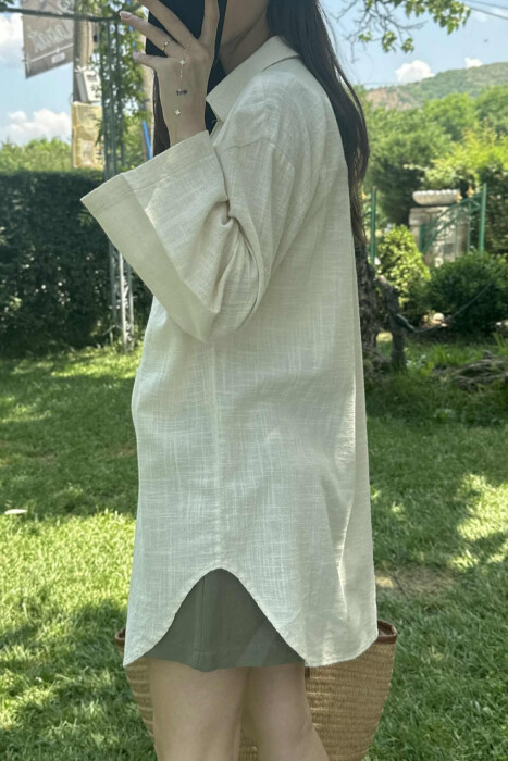 KËMISHE NJË NGJYRËSHE ME DETAJIN E LIDHSES PËR FEMRA NË NGJYRËN KREM - 3