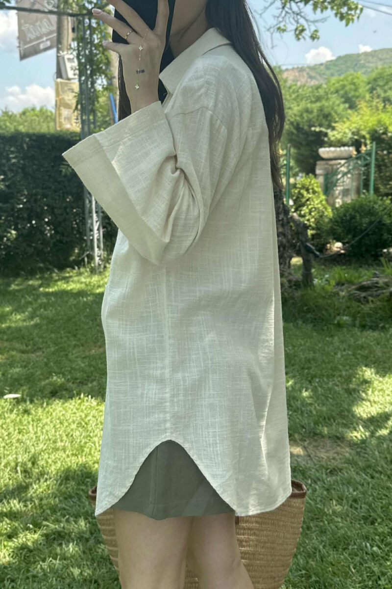 KËMISHE NJË NGJYRËSHE ME DETAJIN E LIDHSES PËR FEMRA NË NGJYRËN KREM - 3