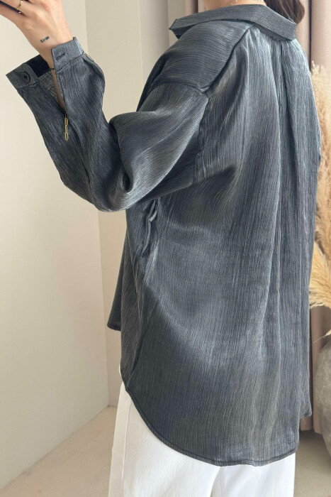 KËMISHË NJË NGJYRËSHE ME SHKËLQIM PËR FEMRA NË NGJYRËN GRI E ERRËT - 4