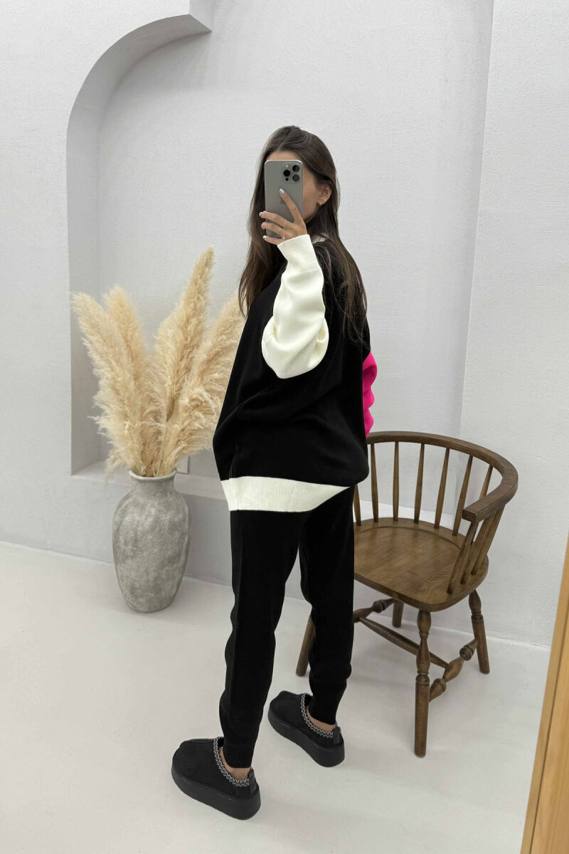 B LETTER CARDIGAN+TROUSERS KNIT WOMEN SET BLACK/ E ZEZE - 3