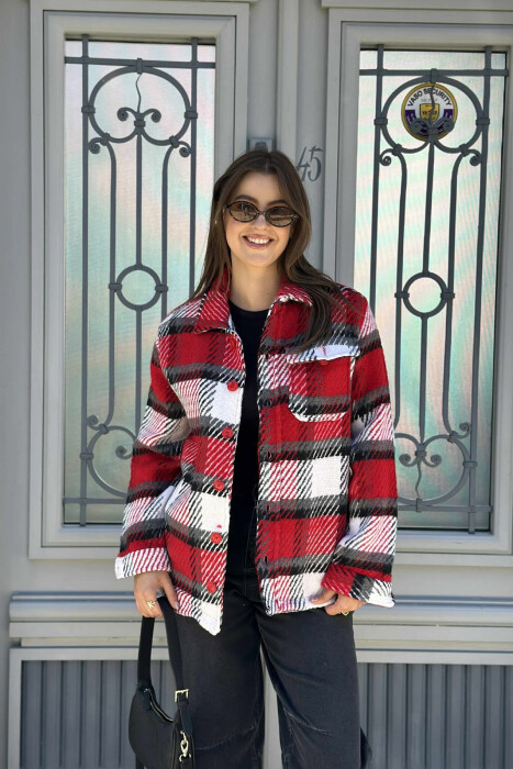 XHAKETË E THURUR ME KOPSA PËR FEMRA NË NGJYRË TË KUQE - KLAUDIO FASHION