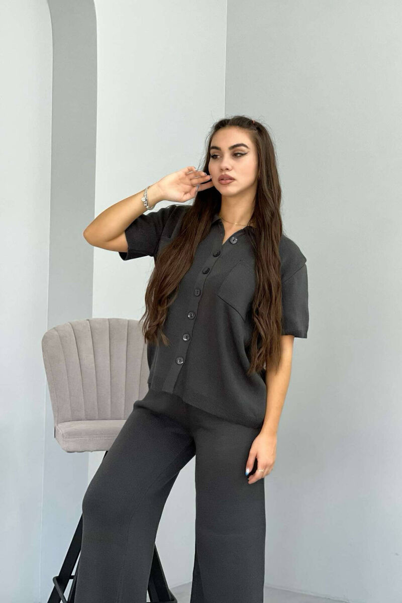 KNITTED BUTTONS WOMAN TWO PIECE SETS GREY/GRI - 4