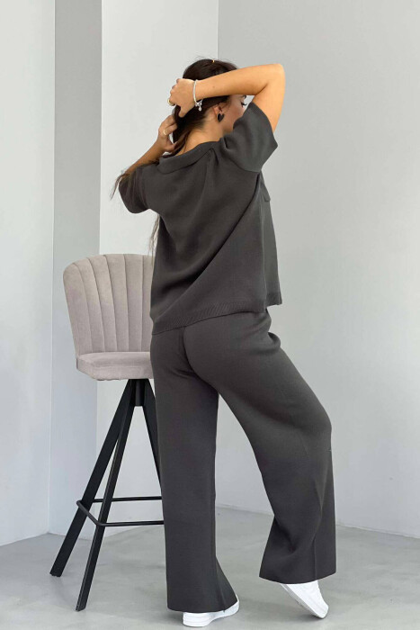 KNITTED BUTTONS WOMAN TWO PIECE SETS GREY/GRI - 5