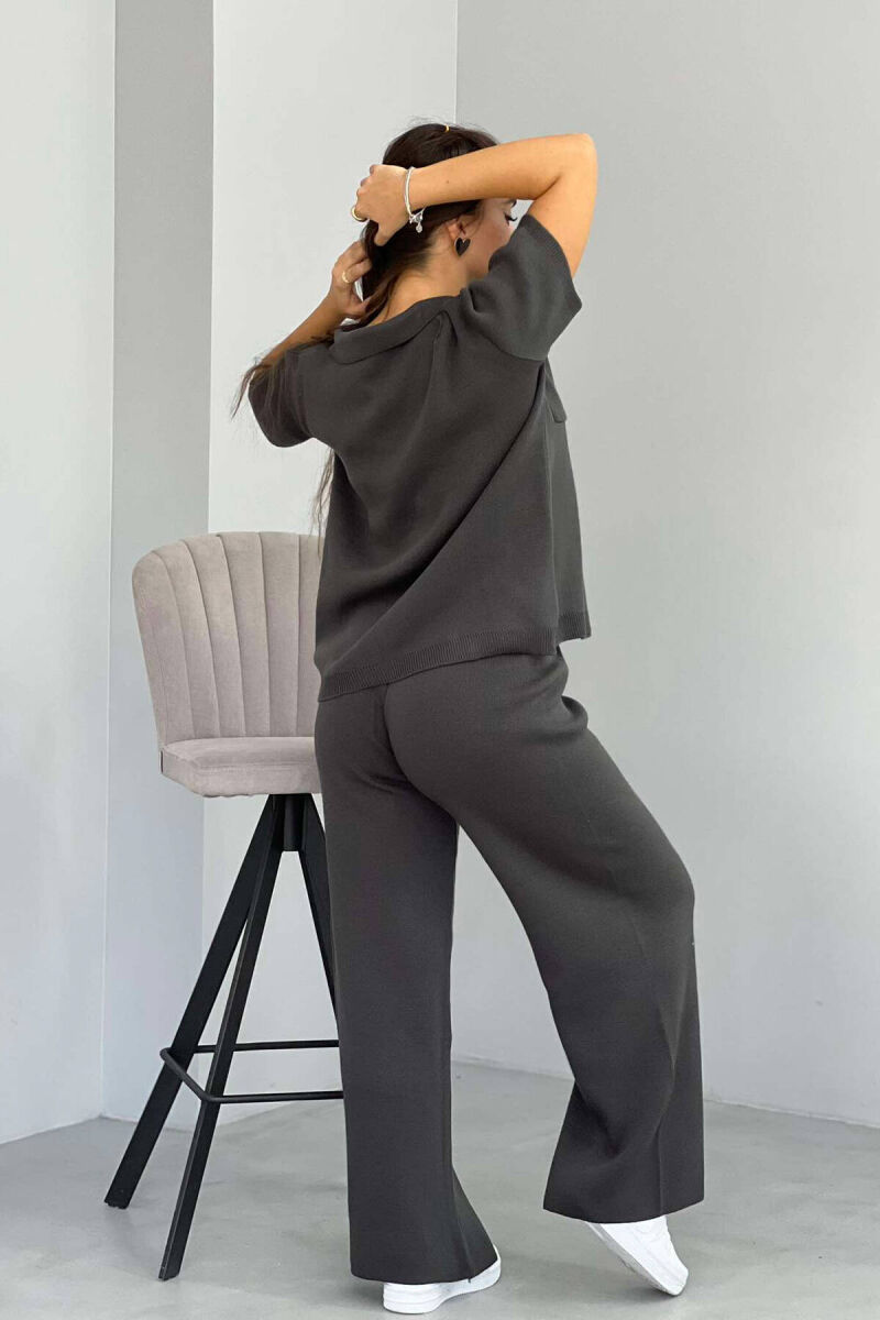 KNITTED BUTTONS WOMAN TWO PIECE SETS GREY/GRI - 5
