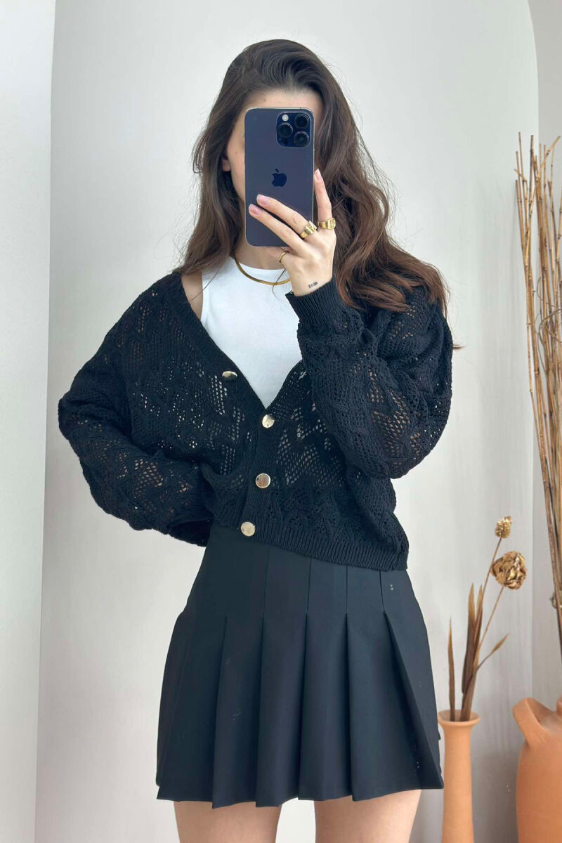 KNITTED BUTTONS WOMEN CARDIGAN BLACK/ E ZEZE - 1