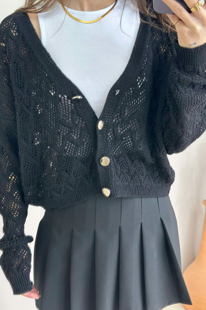 KNITTED BUTTONS WOMEN CARDIGAN BLACK/ E ZEZE - 4