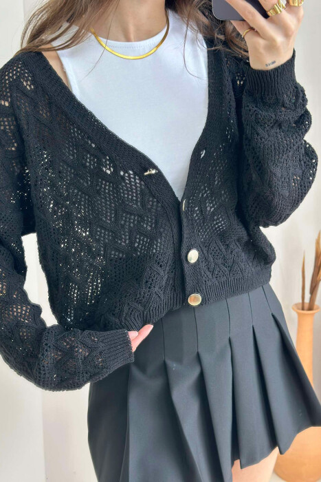 KNITTED BUTTONS WOMEN CARDIGAN BLACK/ E ZEZE - 5