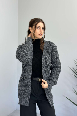 KNITTED CARDIGAN FOR WOMAN DARK GREY/GEE 