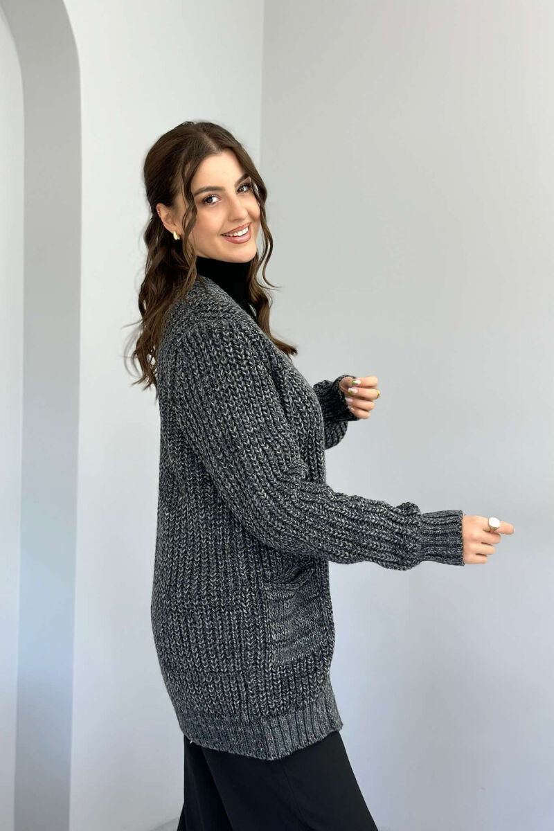 KNITTED CARDIGAN FOR WOMAN DARK GREY/GEE - 3