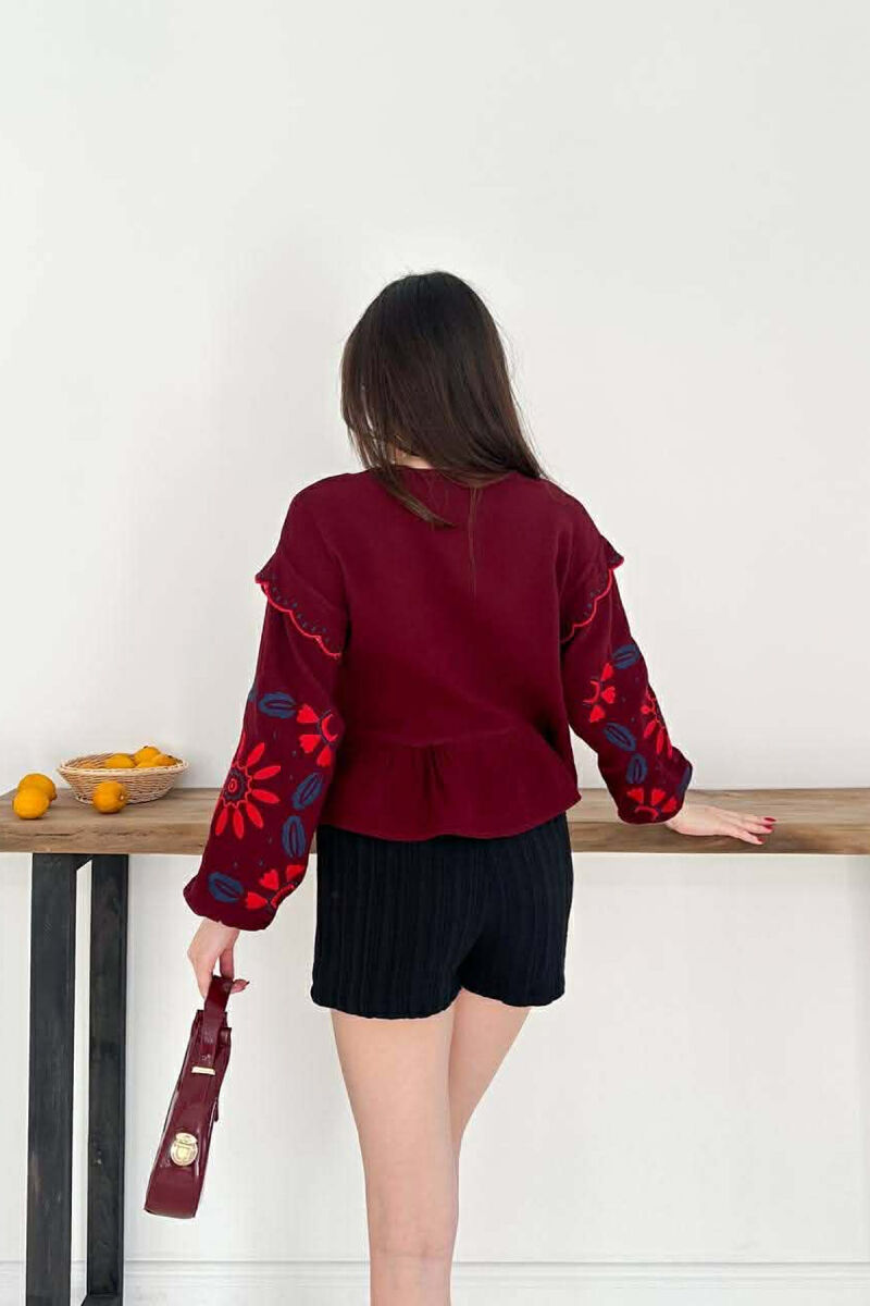 KNITTED DESIGN LACING WOMAN SHIRT BURGUNDY/VISHNJE - 2